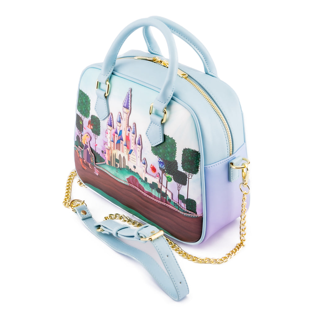 Sleeping Beauty Castle Crossbody Bag Top Side View-zoom