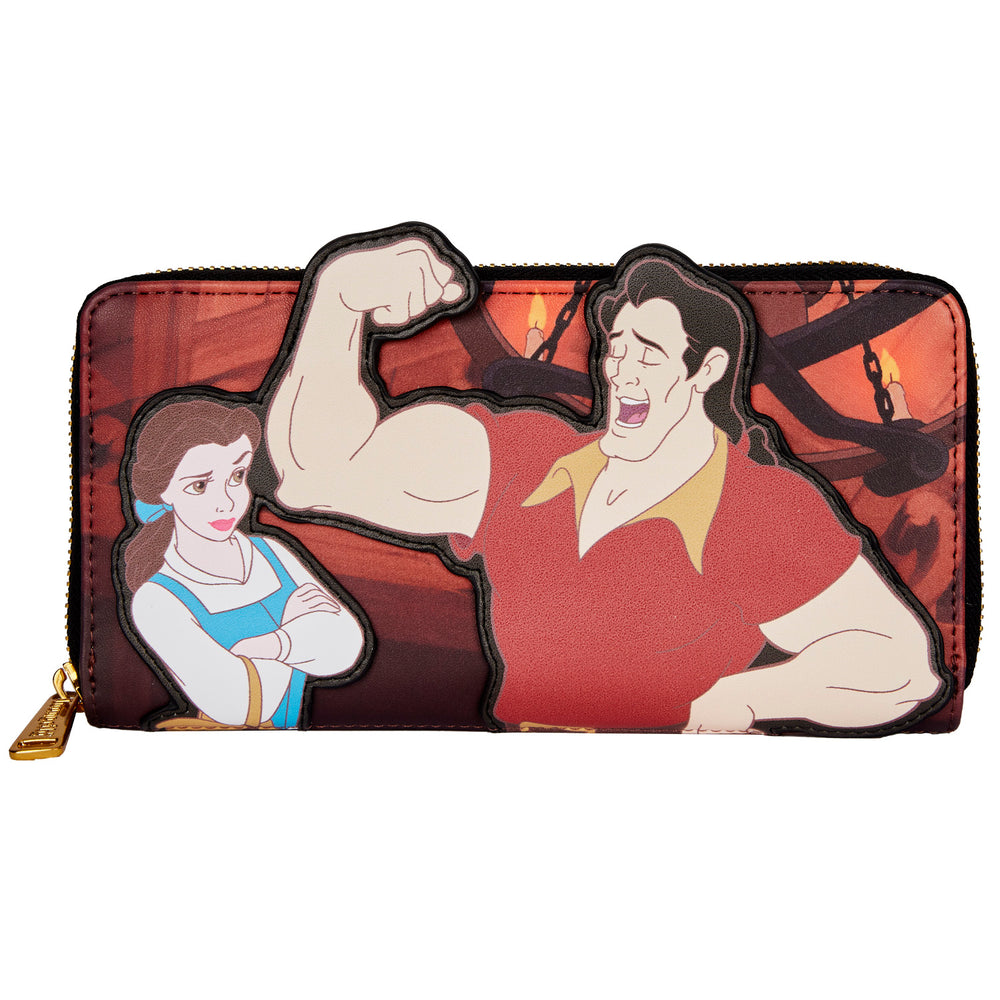Beauty and the Beast Gaston Villains Scene Zip Around Wallet Front View-zoom